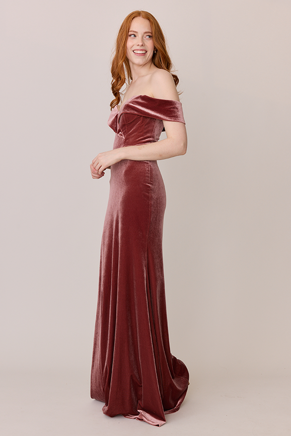 Bardot Velvet Dress | Made To Order Indie Blue Bardot Velvet Dress | Made To Order Indie Blue