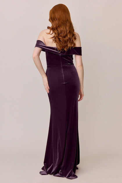 Bardot Velvet Dress | Made To Order | Purple