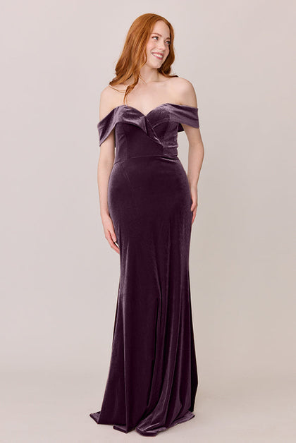 Bardot Velvet Dress | Made To Order | Purple