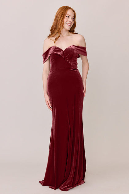 Bardot Velvet Dress | Made To Order | Romantic Rose
