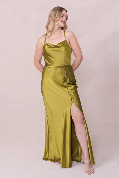 Billie Satin Dress | Made To Order | Chartreuse
