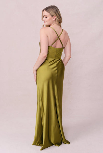 Billie Satin Dress | Made To Order | Chartreuse