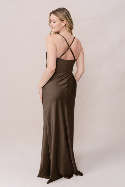 Billie Satin Dress | Made To Order | Espresso