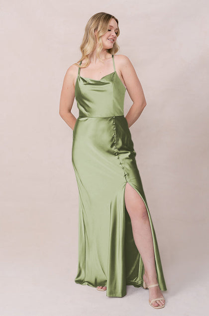 Billie Satin Dress | Made To Order | Matcha