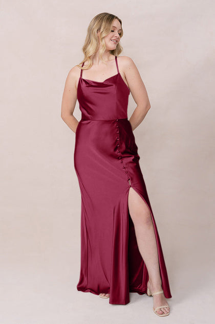 Billie Satin Dress | Made To Order | Berry