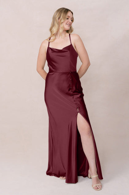Billie Satin Dress | Made To Order | Cabernet