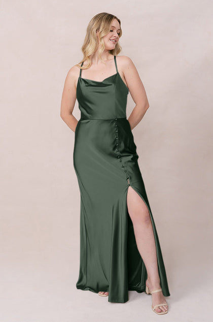 Billie Satin Dress | Made To Order | Deep Olive