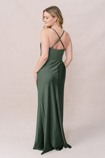 Billie Satin Dress | Made To Order | Deep Olive
