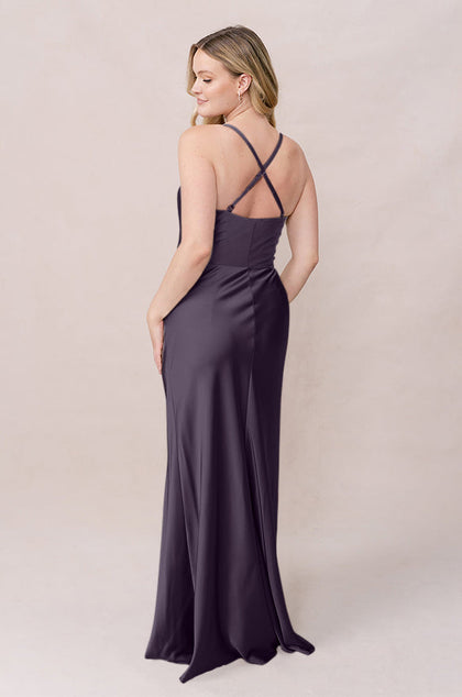 Billie Satin Dress | Made To Order | Eggplant