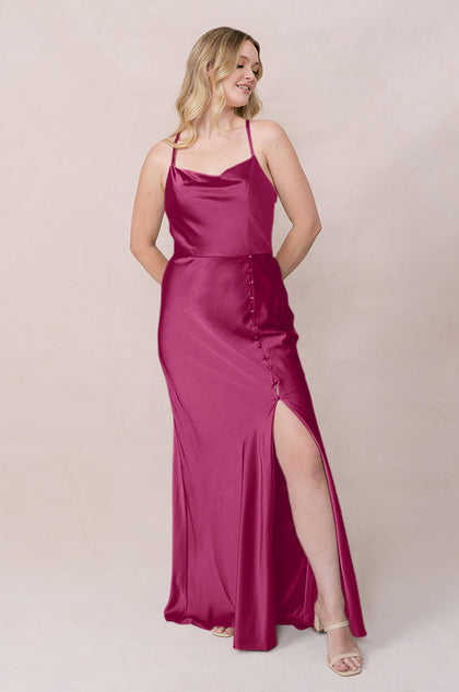 Billie Satin Dress | Made To Order | Fuchsia