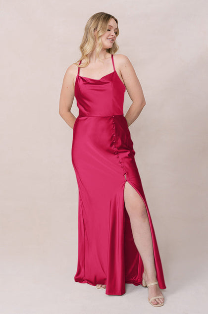 Billie Satin Dress | Made To Order | Hot Pink