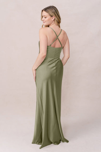 Billie Satin Dress | Made To Order | Moss