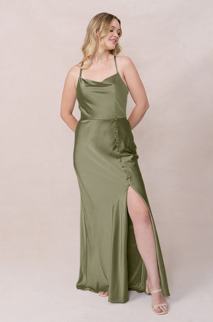 Billie Satin Dress | Made To Order | Moss