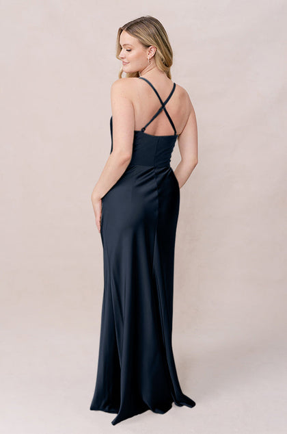 Billie Satin Dress | Made To Order | Navy Blue