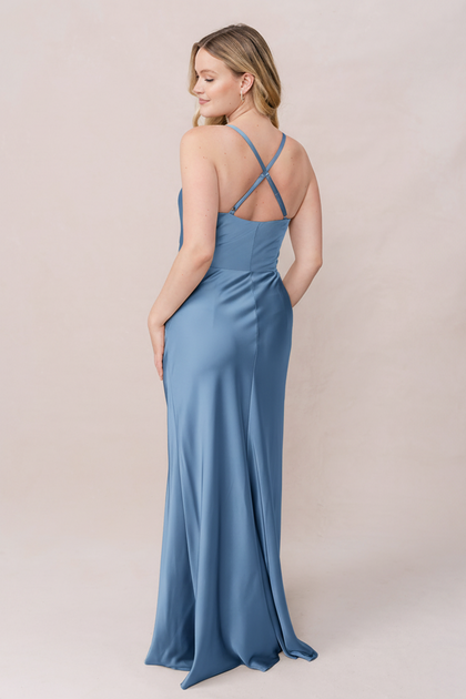 Billie Satin Dress | Made To Order | True Blue