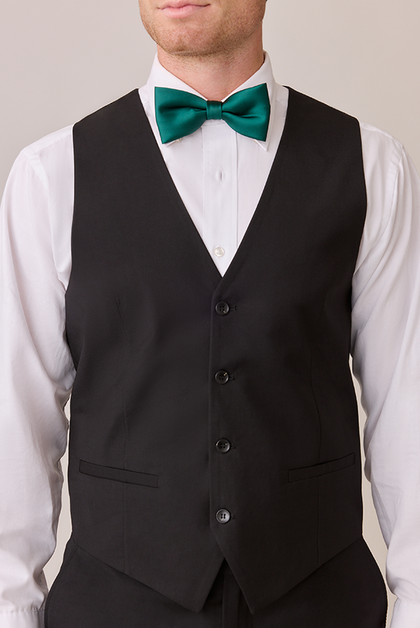 Model: Ethan; Size: M. Pictured with Classic Emerald Satin Bowtie 