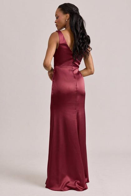 Blair Satin Dress | Made To Order | Berry