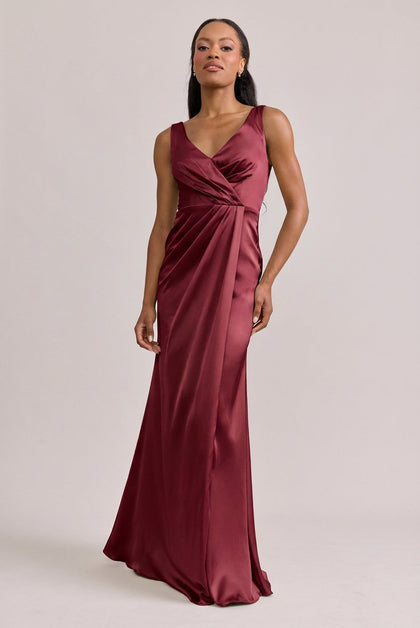 Blair Satin Dress | Made To Order | Berry