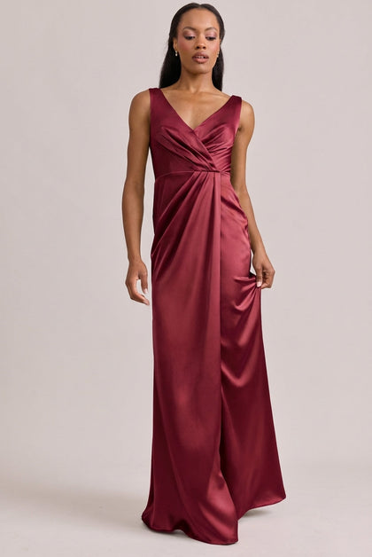 Blair Satin Dress | Made To Order | Berry