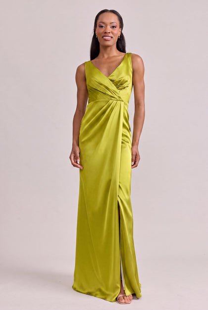 Blair Satin Dress | Made To Order | Chartreuse