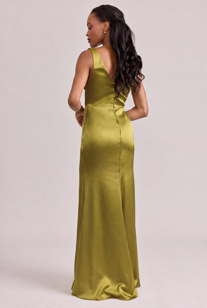 Blair Satin Dress | Made To Order | Chartreuse