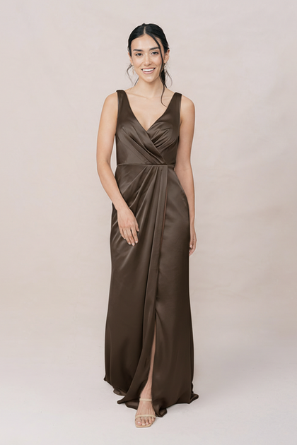 Blair Satin Dress | Made To Order | Espresso