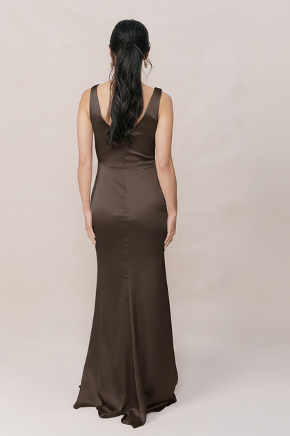 Blair Satin Dress | Made To Order | Espresso