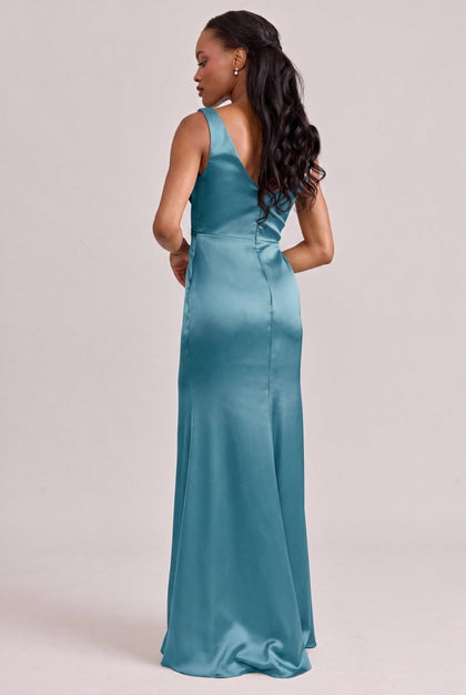 Blair Satin Dress | Made To Order | Turquoise