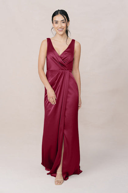 Blair Satin Dress | Made To Order | Berry