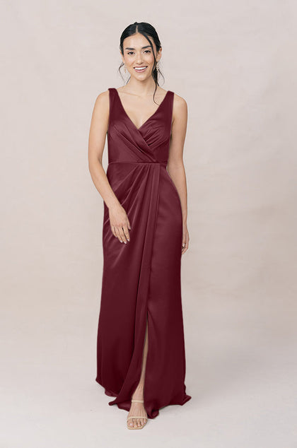 Blair Satin Dress | Made To Order | Cabernet