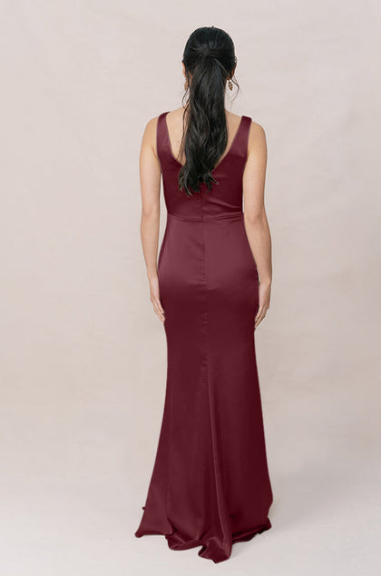 Blair Satin Dress | Made To Order | Cabernet