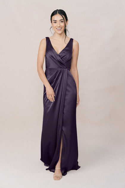 Blair Satin Dress | Made To Order | Eggplant