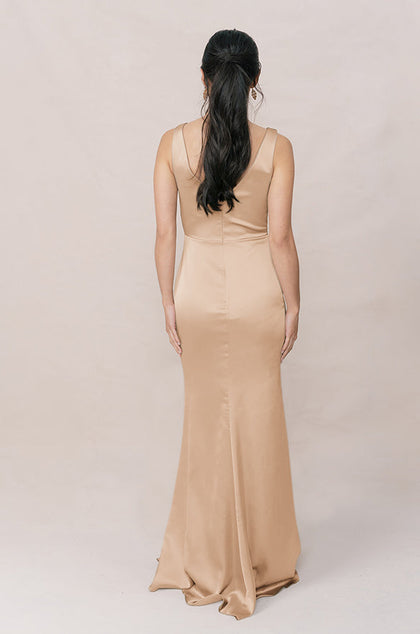 Blair Satin Dress | Made To Order | Honey Beige