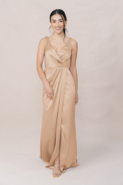 Blair Satin Dress | Made To Order | Honey Beige