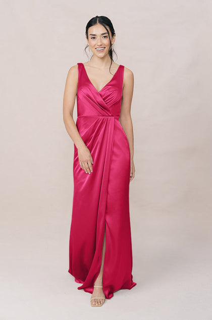 Blair Satin Dress | Made To Order | Hot Pink