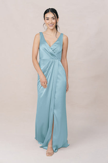 Blair Satin Dress | Made To Order | Light Blue