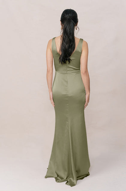 Blair Satin Dress | Made To Order | Moss