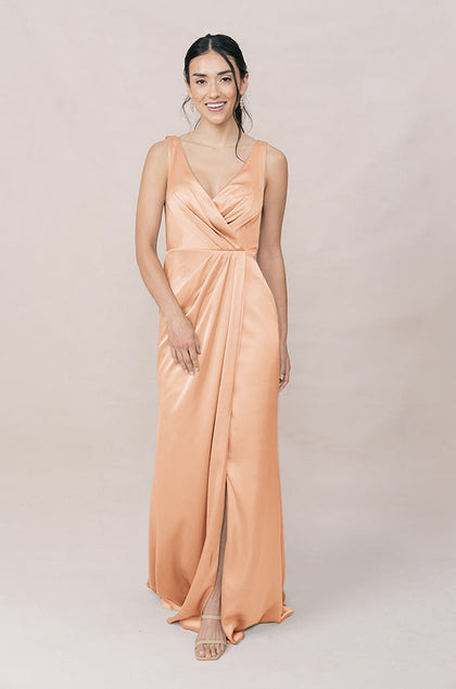 Blair Satin Dress | Made To Order | Peach