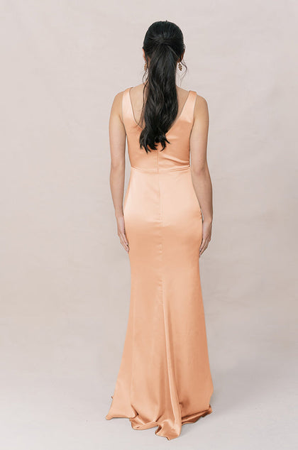Blair Satin Dress | Made To Order | Peach