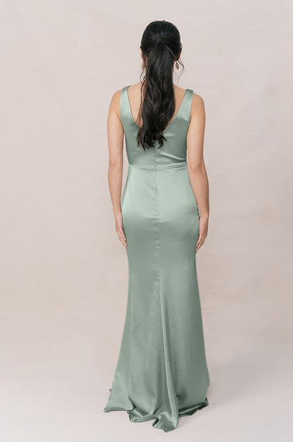 Blair Satin Dress | Made To Order | Sage