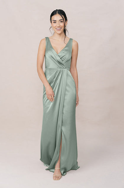 Blair Satin Dress | Made To Order | Sage