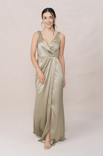 Blair Satin Dress | Made To Order | Sage