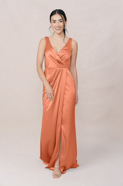 Blair Satin Dress | Made To Order | Tangerine