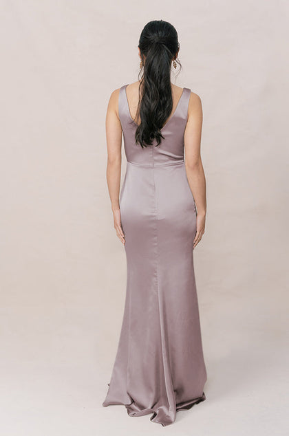Blair Satin Dress | Made To Order | Taupe