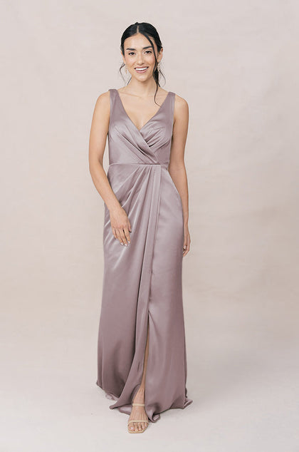 Blair Satin Dress | Made To Order | Taupe