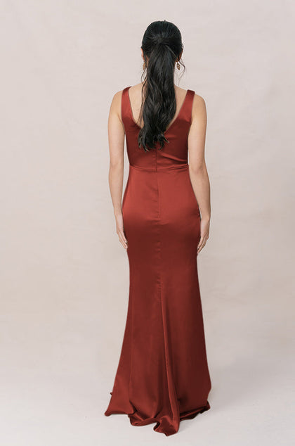 Blair Satin Dress | Made To Order | Rust