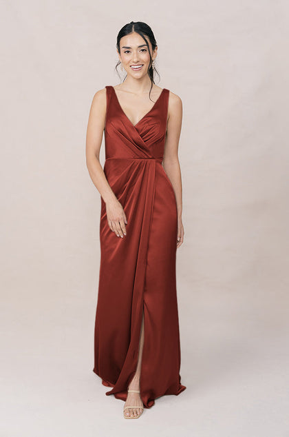 Blair Satin Dress | Made To Order | Rust