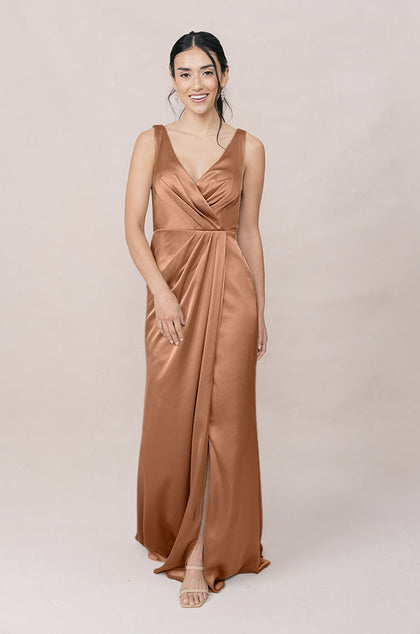 Blair Satin Dress | Made To Order | Toffee