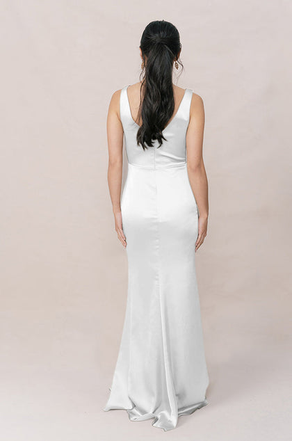 Blair Satin Dress | Made To Order | White Pearl