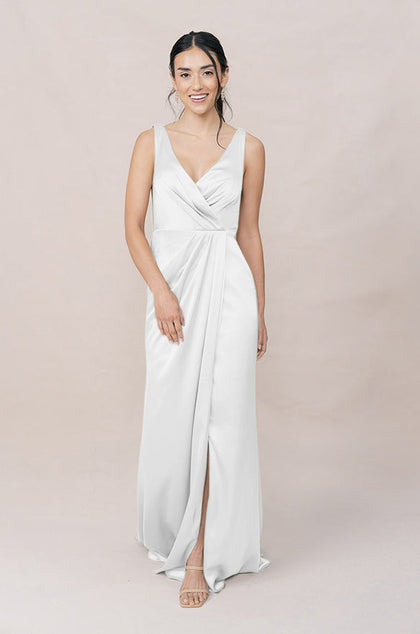 Blair Satin Dress | Made To Order | White Pearl